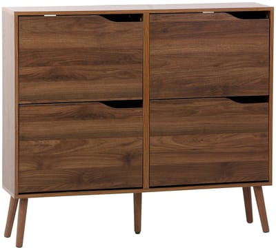 sweeek - Schoenenkast met 4 kleplades houtdecor voor 16 paar schoenen 110cm - nepal