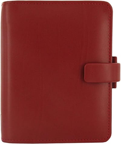 Pocket planner - PU leder - Rood - 19 mm ringmechaniek - 2025 weekoverzicht - Incl. losbladige velletjes