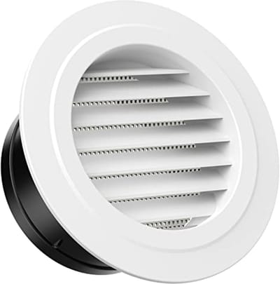 PromoHome 120mm Rond Ventilatierooster met Insectenbescherming – ABS Muurrooster voor Badkamer, Keuken, Garage – Witte Ventilatieafdekking