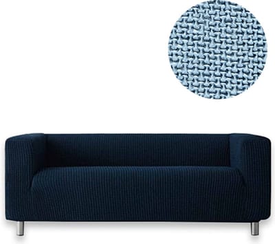 Belmarti® Bankhoes Milos hoge armleuning 190cm tot 230cm breed - Lichtblauw - Extreme Stretch stof - Anti-statische Bankhoezen - Premium kwaliteit