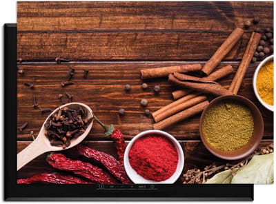 KitchenArt - Warm Spice Harmony – Inductie Beschermer - 86x52 cm - Kookplaat Beschermer - Luxe Afdekplaat Inductieplaat - Anti-slip & Oprolbaar - Beschermmat Inductiekookplaat