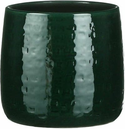 Mica Decorations Plantenpot/bloempot - donkergroen - relief patroon - keramiek - D19/H17 cm