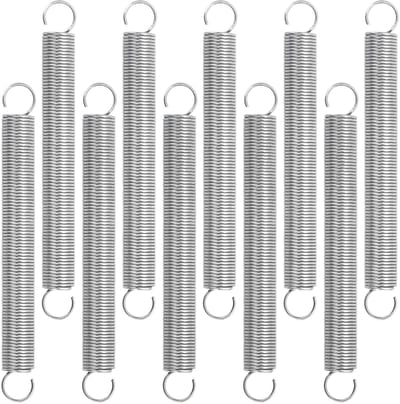 Trekveren met haak - Spanveer Verenstaal - Bevestigen en Spannen - Roestvrij staal 304 - 55 mm 10 stuks - Zilverkleurig