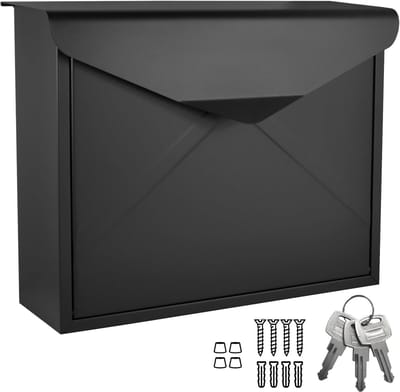 Wand brievenbus - Postbak met klep - Veilig post ontvangen - Zonder krantendeel - 36x30 cm - Mat zwart
