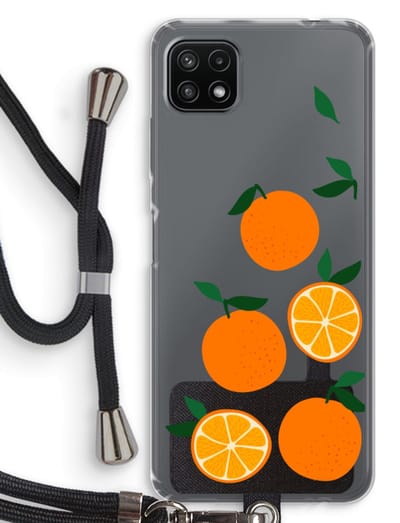 Case Company® - Hoesje met koord geschikt voor Samsung Galaxy A22 5G hoesje met Koord - Will you be my clementine - Telefoonhoesje met Zwart Koord - Bescherming aan alle Kanten en Over de Schermrand