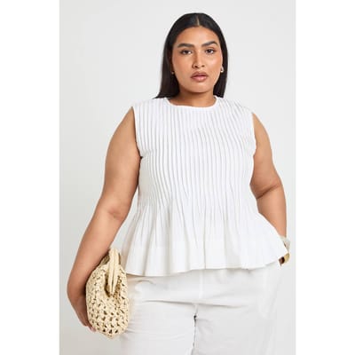 boohoo Dames Geplisseerde Linnen Top Met Hoge Hals | Wit | Maat: 44