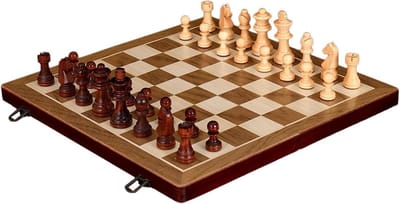 Houten Schaakset - Traditioneel Spel - Strategisch Denken - Draagbaar Opvouwbaar Bord - 305 cm - Houtkleur