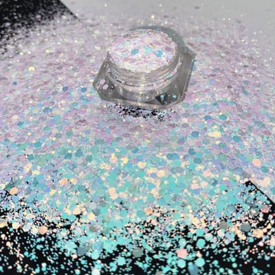 Festival Chunky Glitters Parelmoer/Lichtblauw 8g - Biologisch Afbreekbaar - Glitter voor Lichaam en Gezicht - Face & Body Make-up Jewels - Glitter Tattoo Set - Carnaval Accessoires - Carnaval Glitters Gezicht