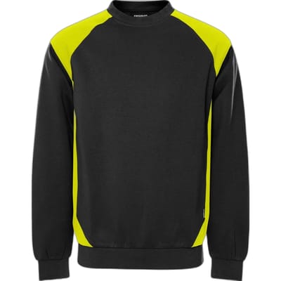 Fristads Sweater 7148 GSM - Zwart/hi-vis geel - S