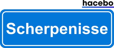 Hacebo - Plaatsnaam Sticker - 29x10 CM - Scherpenisse sticker - Verkeersborden sticker - grappige cadeaus - Scherpenisse