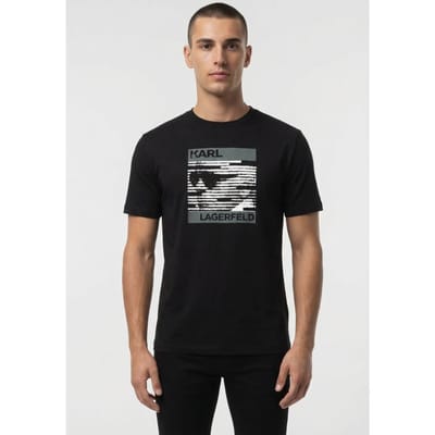 Karl Lagerfeld Black T-shirt Crewneck Maat: M | T-shirts met Print Outlet | Heren | Zwart