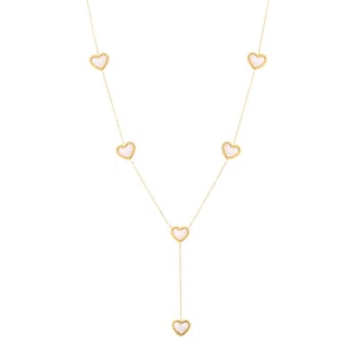 Bijoutheek Collier Y-Vorm Hart Plat White