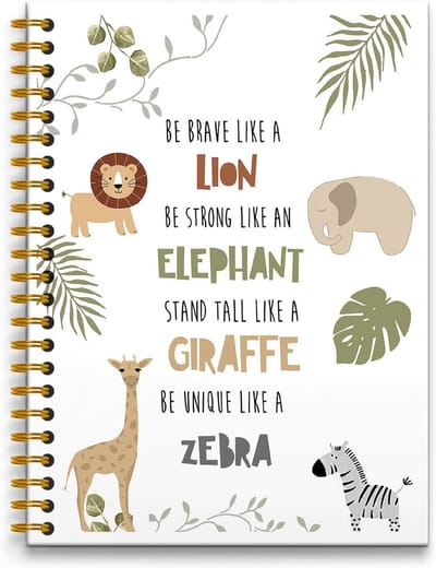 RUNMESS Safari Animal Cute Spiral Notebook 5.5×8.3 - Woodland Animals Spiral Journal Notebook Hardcover,Inspirational Spiral Journal Notebook,160 Pages