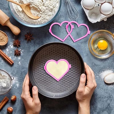 Hartvormige Pannenkoekvorm - Eierring Mallen - Ontbijt Maken - Herbruikbaar Siliconen - 38 gram - Roze