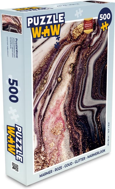 Puzzel Marmer - Roze - Goud - Glitter - Marmerlook - Legpuzzel - Puzzel 500 stukjes