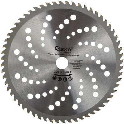 GEKO Cirkelzaagblad - 205 mm - 60T - Koelgaten - TCT