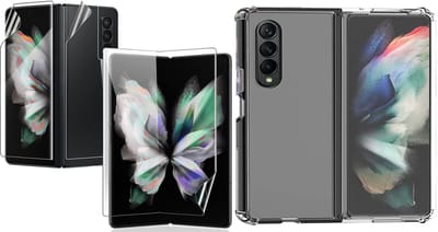 Hoesje geschikt voor Samsung Galaxy Z Fold 3 - Hoes Transparant Siliconen Shock Proof Case met Versterkte rand en Screen Protector