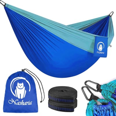 Hangmat voor 2 personen, ultralichte en ademende reishangmat tot 300 kg voor outdoor, camping, tuin en strand