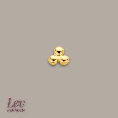 Lev Sieraden - 14 karaat Geelgouden Labret - 1.0 x 8 mm met 3 bolletjes - Piercing - labret piercing - neuspiercing staafje - tragus piercing - Monroe piercing - Oorpiercing - helix