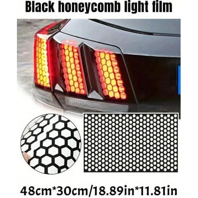 1 stuks Zwarte Auto Achterlicht Honingraat Sticker, Zwarte Koolstofvezel Stijl Decal, Autolichten Universeel