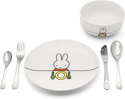 Zilverstad - Kinderservies set nijntje 6-delig porselein/RVS 18/10