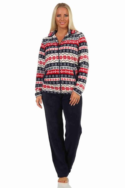 Prachtig huiskleding van koraalvlies in een winterse uitvoering homewear loungewear