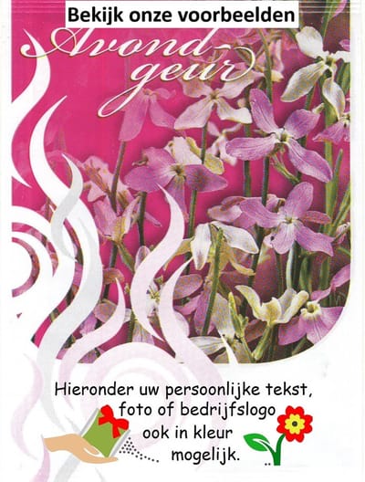 35 -Uitdeelzakjes -Marholia/Avondgeur zaden -met uw persoonlijke tekst en/of logo- Afscheid collega- jubileum-bruiloftsbedankje- uitvaart-crematie -mantelzorgbedankje