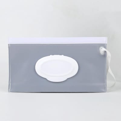 Herbruikbare Dispenser voor Nat Wipes, Reisopslag voor Doekjes met Verzegelde Rits, Ideaal voor Camping en Reizen, Grijs
