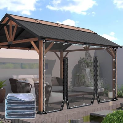 Waterdicht Buitenzeil - Dekzeil Terras - Buitenruimte Beschermen - Met Ritsdeur - 11 x 37 x 3 m - Transparant Grijs