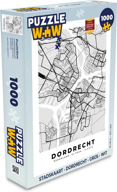 Puzzel Stadskaart - Dordrecht - Grijs - Wit - Legpuzzel - Puzzel 1000 stukjes volwassenen - Plattegrond