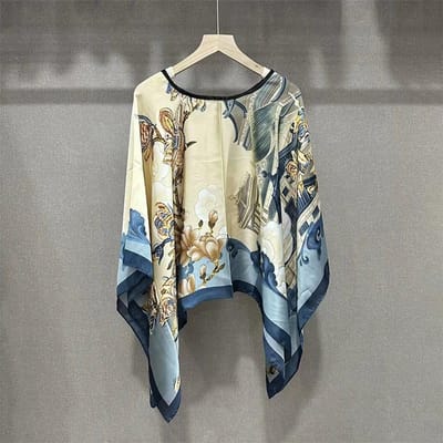 Sjaals Zomer Strand Sexy Dames Mode Print Chiffon Tuniek Bikini Cover-up Losse Blouse Zonbescherming Comfortabele Poncho M beige