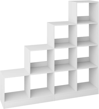 NordHaus Boekenkast - Kubuskast - Opbergkast met Open Vakken - Verstelbare Achterpanelen - 126,5 x 24 x 124 cm Wit