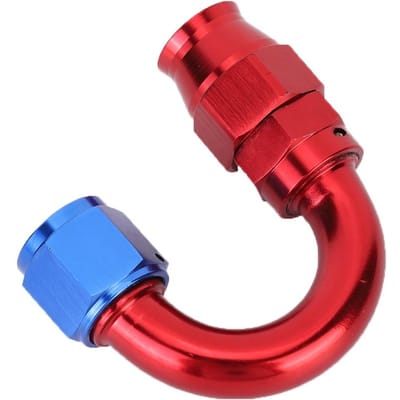 AN10 Alliage d'Aluminium Rouge Bleu Adaptateur de Raccord d'Extrémité de Ligne d'Huile pour Durite de Carburant PTFE 180 degrés