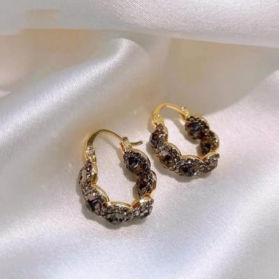Boucles d'oreilles rondes incrustées de perles blanches pour femmes, élégantes, luxueuses, accessoires quotidiens, bijoux de fête, cadeaux d'anniversaire gray
