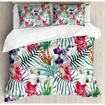 Bloemen Beddengoed Set Dekbed Dekbedovertrek Kussenslopen Klaprozen van Lente Seizoen Pastorale Bloemen Bot Beddengoedovertrek Tweepersoonsbed Set AU King(245x210cm)