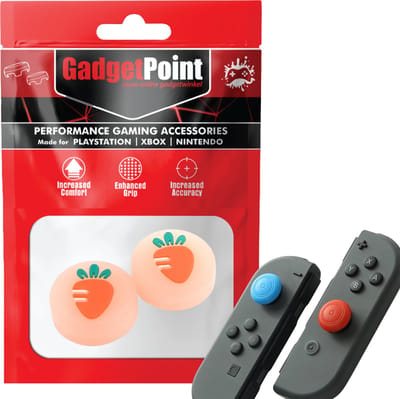Gadgetpoint - Thumb Grips voor Nintendo Switch Joy-Con Controllers - Gaming Thumbgrips - Performance Anti-Slip Thumbsticks - Bescherming Accessoires - Fruit - Wortel oranje
