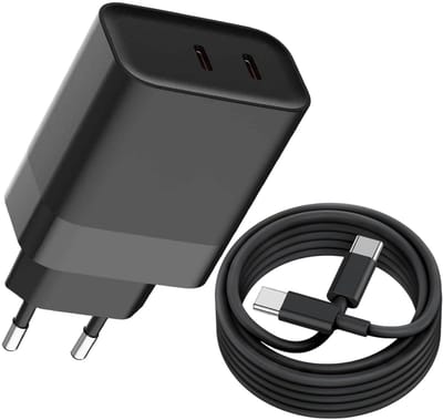 35W Dual USB C Lader met Geschikt voor: iPhone Oplader USB C Kabel - 1 Meter - Snellader USBC - USB-C Adapter