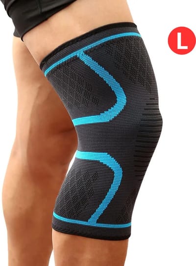Livano Sportbrace Knie - Kniebrace - Knee Sleeves Powerlifting - Knee Support - Compressie Knie Brace - Knee Wraps - Dames - Heren - Blauw - Maat L