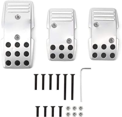 Dailygoods- Pedaaldekking Antislip - Aluminium Legering - Set van 3 - Geschikt voor MT-auto - Verhoogt rijveiligheid - Betere tractie - Pedalen