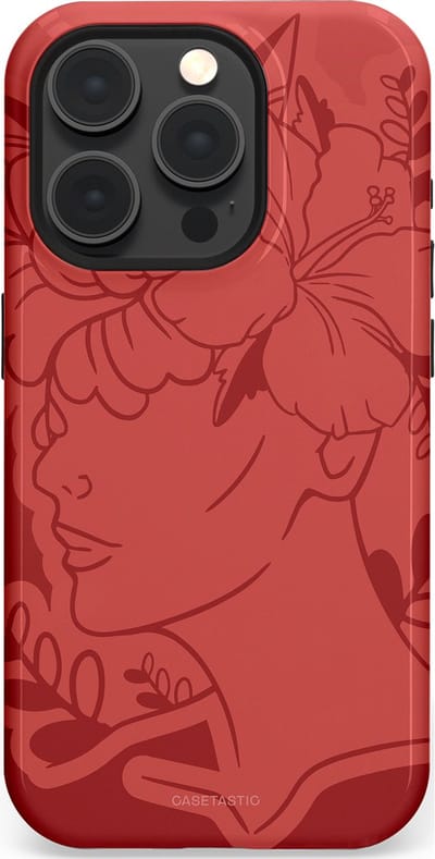 Casetastic hoesje geschikt voor Apple iPhone 15 Pro - MagSafe - Dubbellaagse bescherming - Bloemenfluistering - Fashion Case - Koraal Terracotta