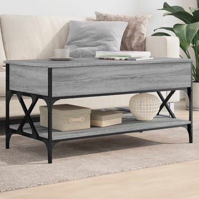 vidaXL - Salontafel - 100x50x50 - cm - bewerkt - hout - en - metaal - grijs - sonoma