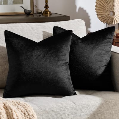 Decoratieve Sierkussens - Kussenhoezen - Bank Decoratie - Zacht Velvet Materiaal - 50x50 cm Set van 2 - Zwart