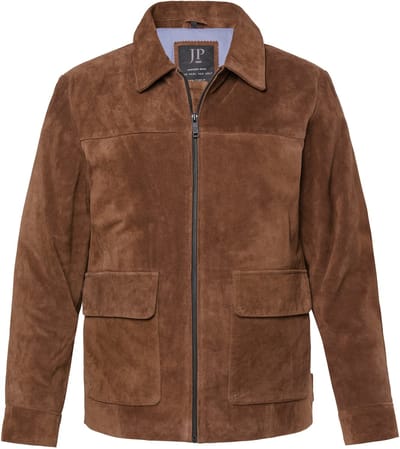 JP 1880 - Heren - Leren jas leer echt runderleer klepzakken - Kastanjebruin - Maat 6XL