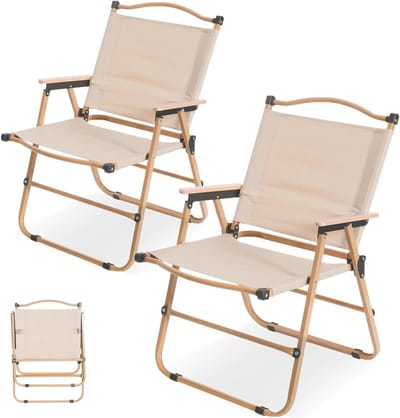 Opvouwbare Campingstoelen - Draagbare Buitenstoelen - Ontspannen in de Natuur - Robuust Aluminium Frame - Tot 150 kg - Kaki