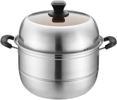 Stoompan RVS - Stoomkoker - Gezond Koken - Extra Dik - 28 cm - Zilver