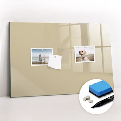 Tulup Whitebord - Kleur Beige Magneetbord - 60 cm x 40 cm - Magneetbord Keuken - Minimalistisch Prikbord - Memobord Magnetisch - Planning Muur - Gratis 5 Sterke Magneten + Whiteboard Marker & Wisser - Magneetbord Design - Memo Magneetbord