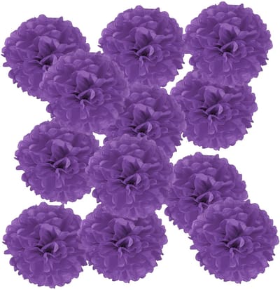 PATIKIL 10 cm zijdepapier pompons, 12 stuks pompoms papieren bloemen bal tissuepapier bloemen voor bruiloft bruidsdouche verjaardag vrijgezellenfeest achtergrond decoratie, donkerpaars