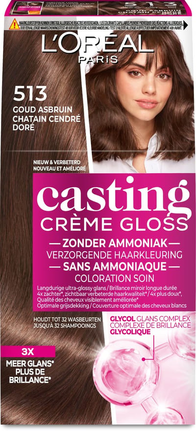 L'Oréal Paris Casting Crème Gloss Licht Beigebruin 513 - Semi-permanente Haarkleuring Zonder Ammoniak