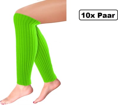 10x Paar Beenwarmers Milano neon groen - Thema feest party disco festival partyfeest