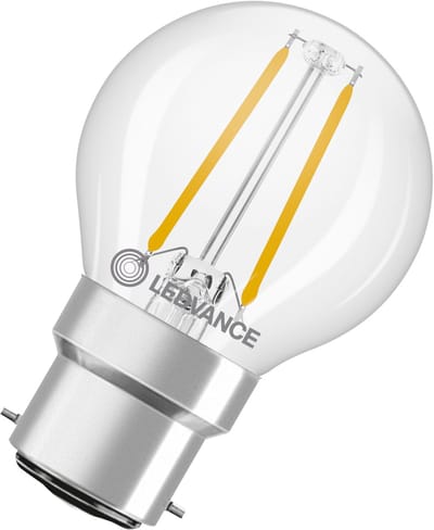 OSRAM LED lamp Star mini bolvorm P25 filament, 2700 K warm wit, 1,8 W, B22d, helder, 250 lm, 15.000 h, voor tafellampen, decoratieve lampen, accentverlichting